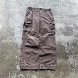 Vintage Old Navy Brown canvas wide leg cotton cargo trousers work pants baggy